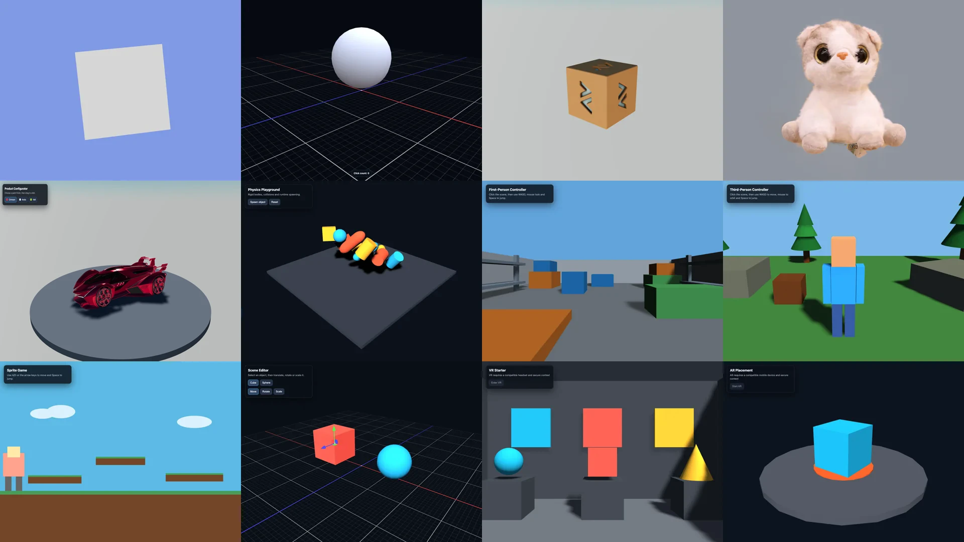 The create-playcanvas starter scenes